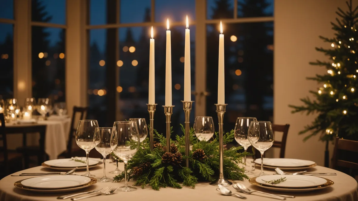 Restaurant decorated for a holiday event
